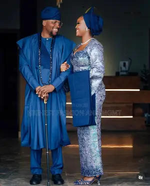 Navy-Metallic Iro and Buba Men’S Tailored Deep-Navy Agbada