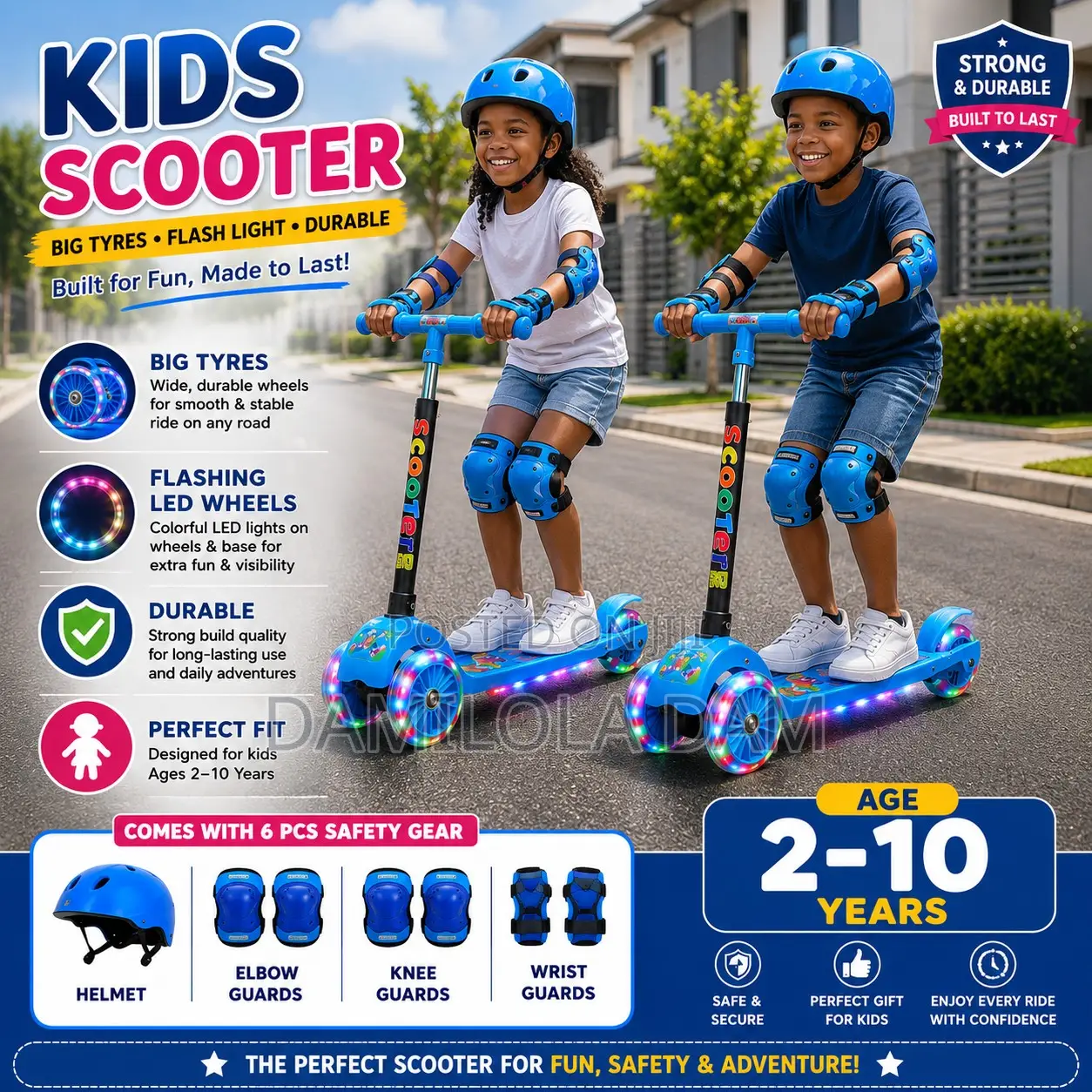 Kids Ride Scooter With Protective Guard