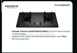 2 Burners Inbuilt Gas Cooker ( Flip Up Burners)