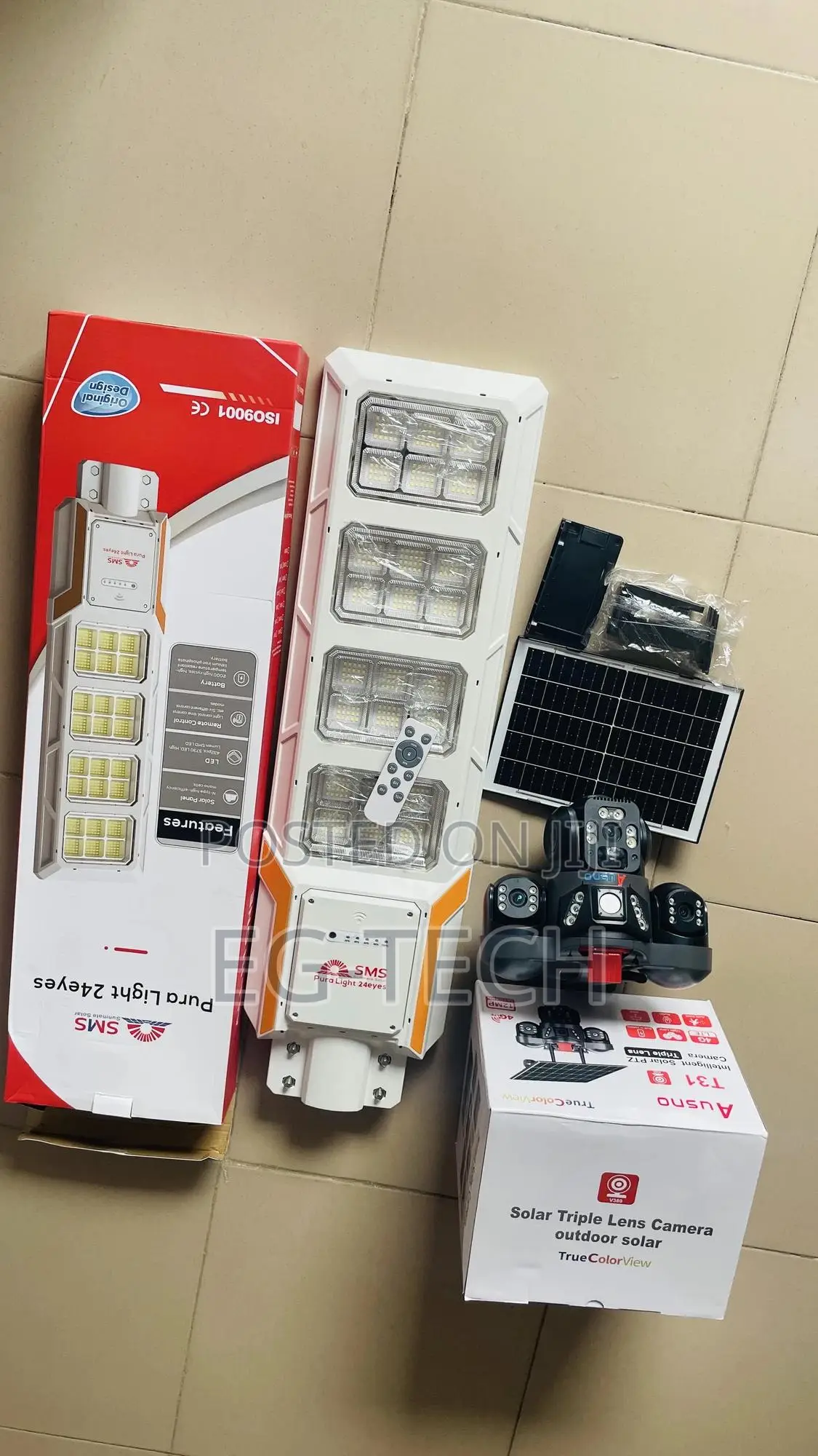 3 Lens Solar CCTV Camera With SMS 1000w Light