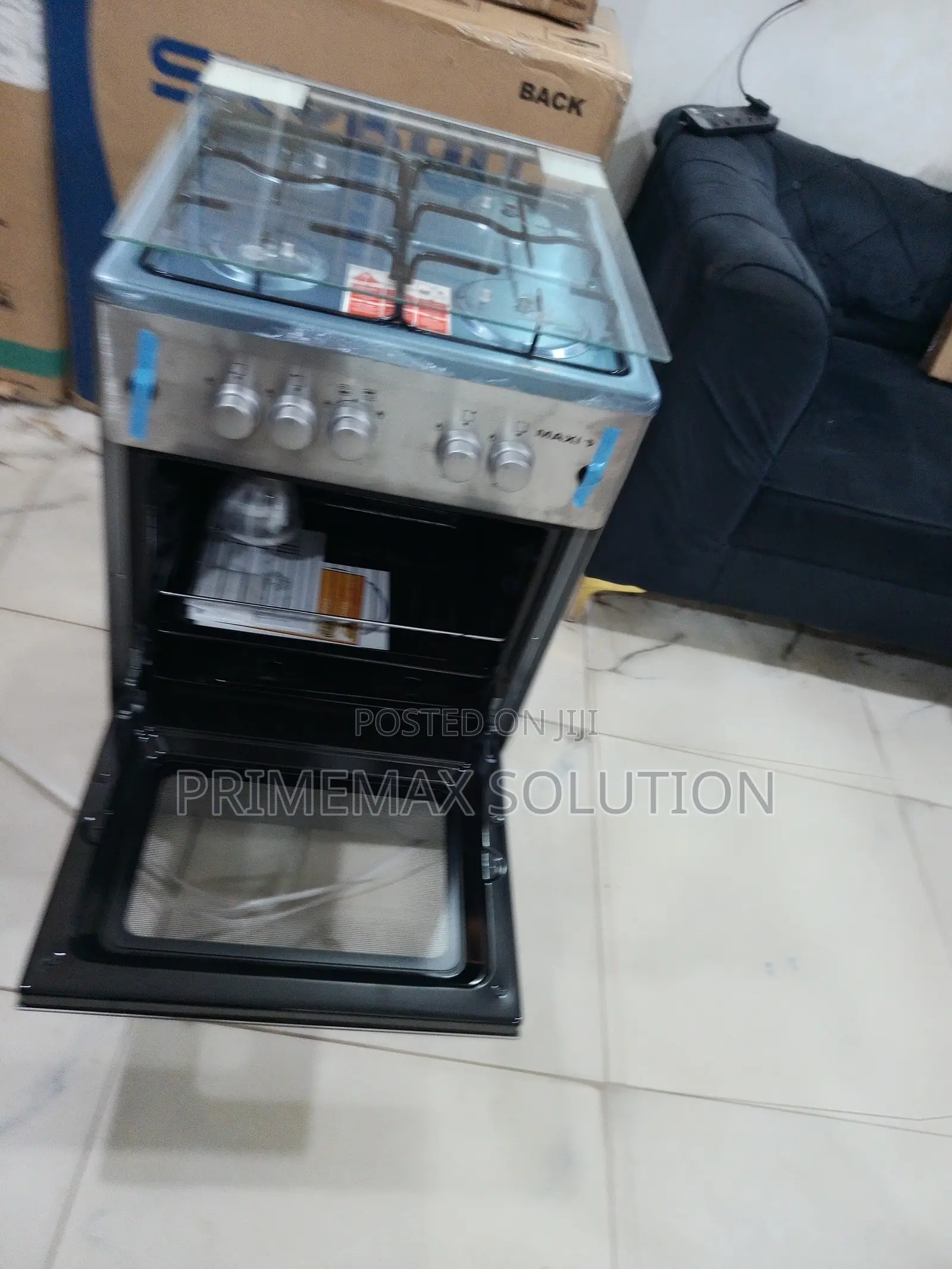 Maxi Stainless Steel 4 Burner Standing Cooker With Oven