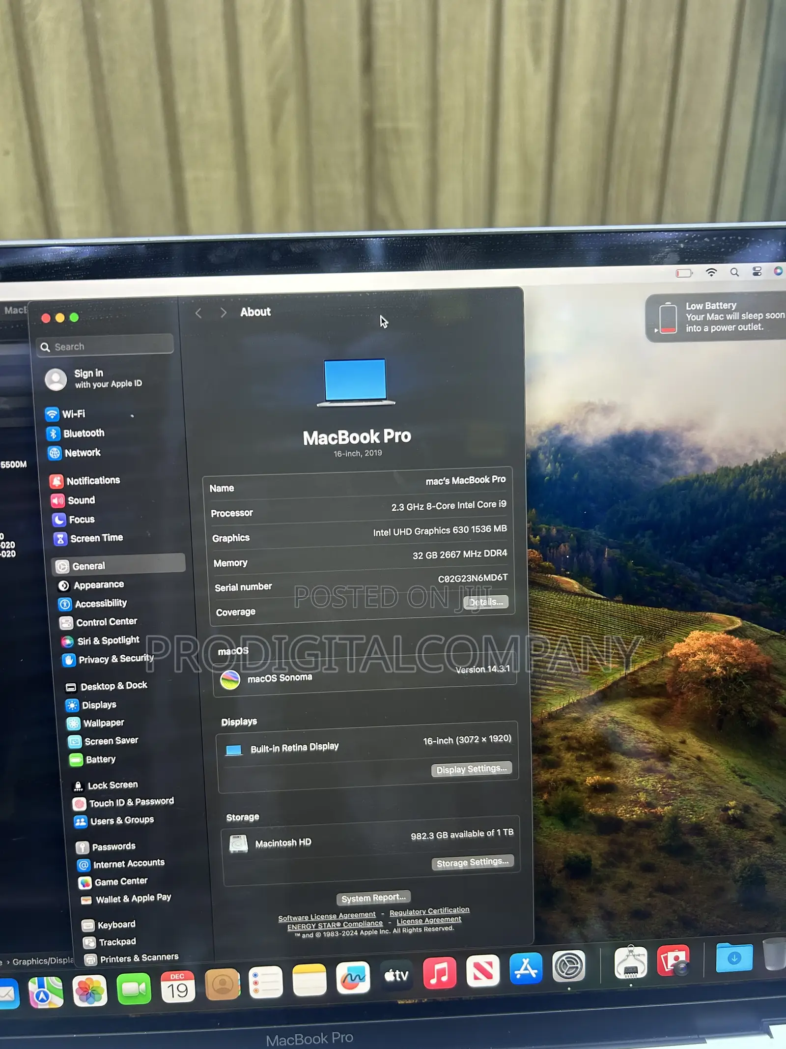 Laptop Apple MacBook Pro 2019 32GB Intel Core i9 SSD 1T