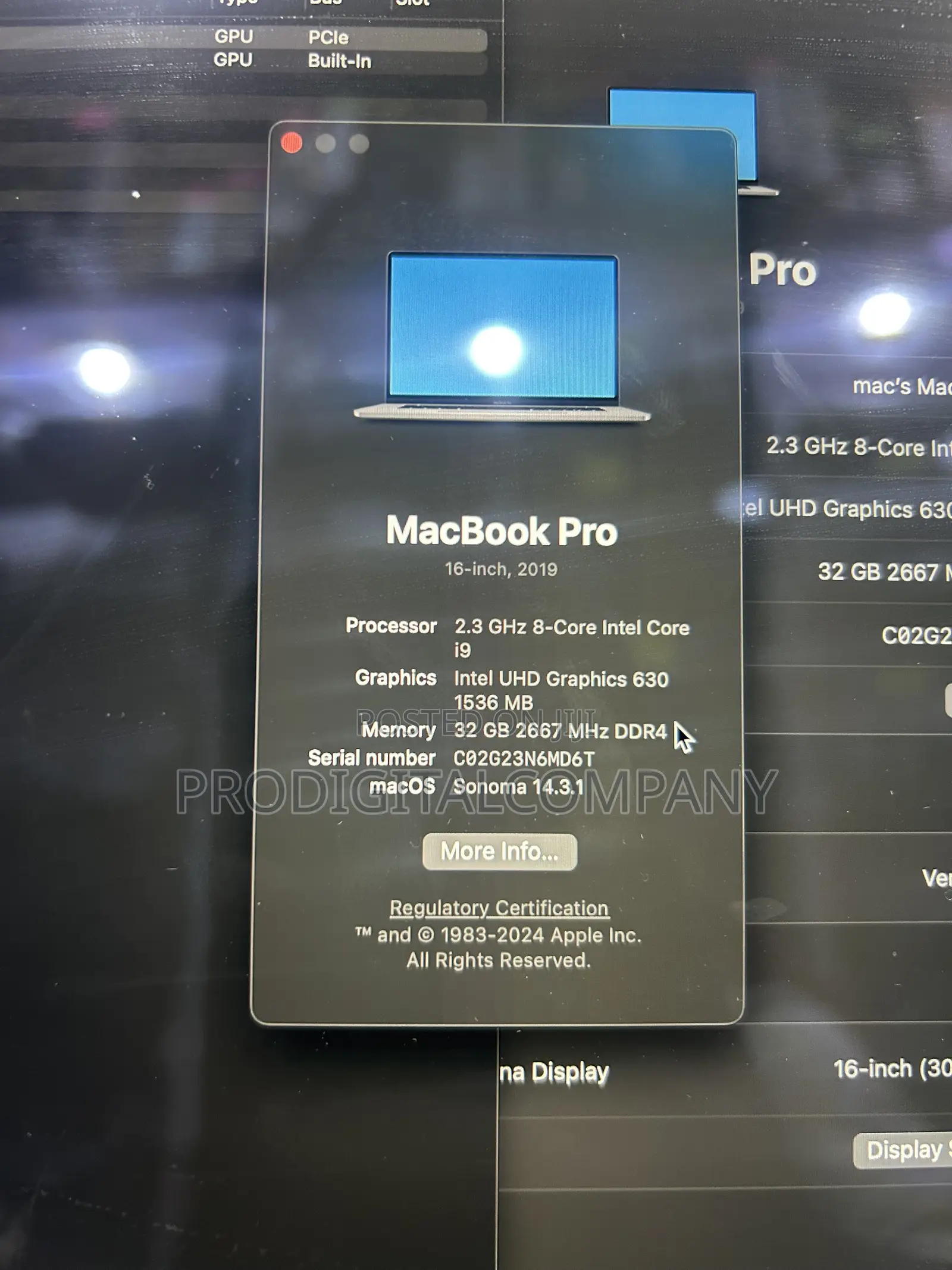 Laptop Apple MacBook Pro 2019 32GB Intel Core i9 SSD 1T