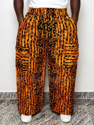 Unisex Ankara Cargo Pants/Round Neck Shirt