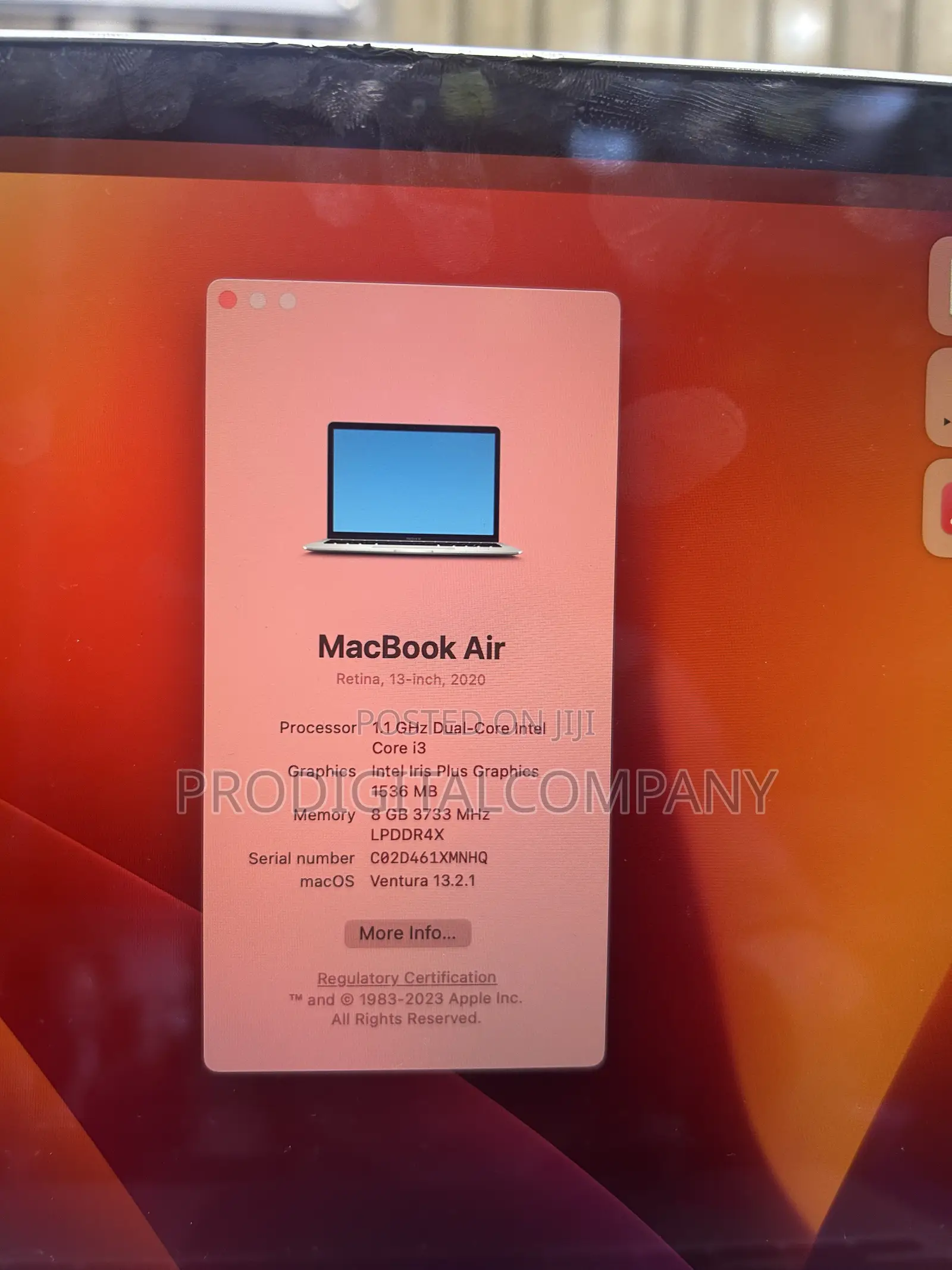 Laptop Apple MacBook Air 2020 8GB Intel Core i3 SSD 256GB