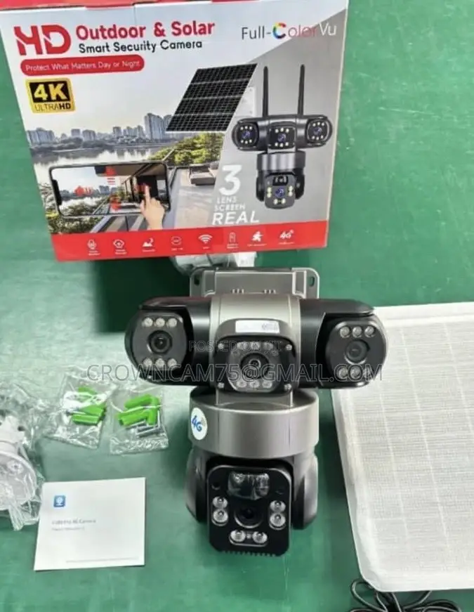 3-Lens Ai Solar CCTV Camera – 4g Wireless Security