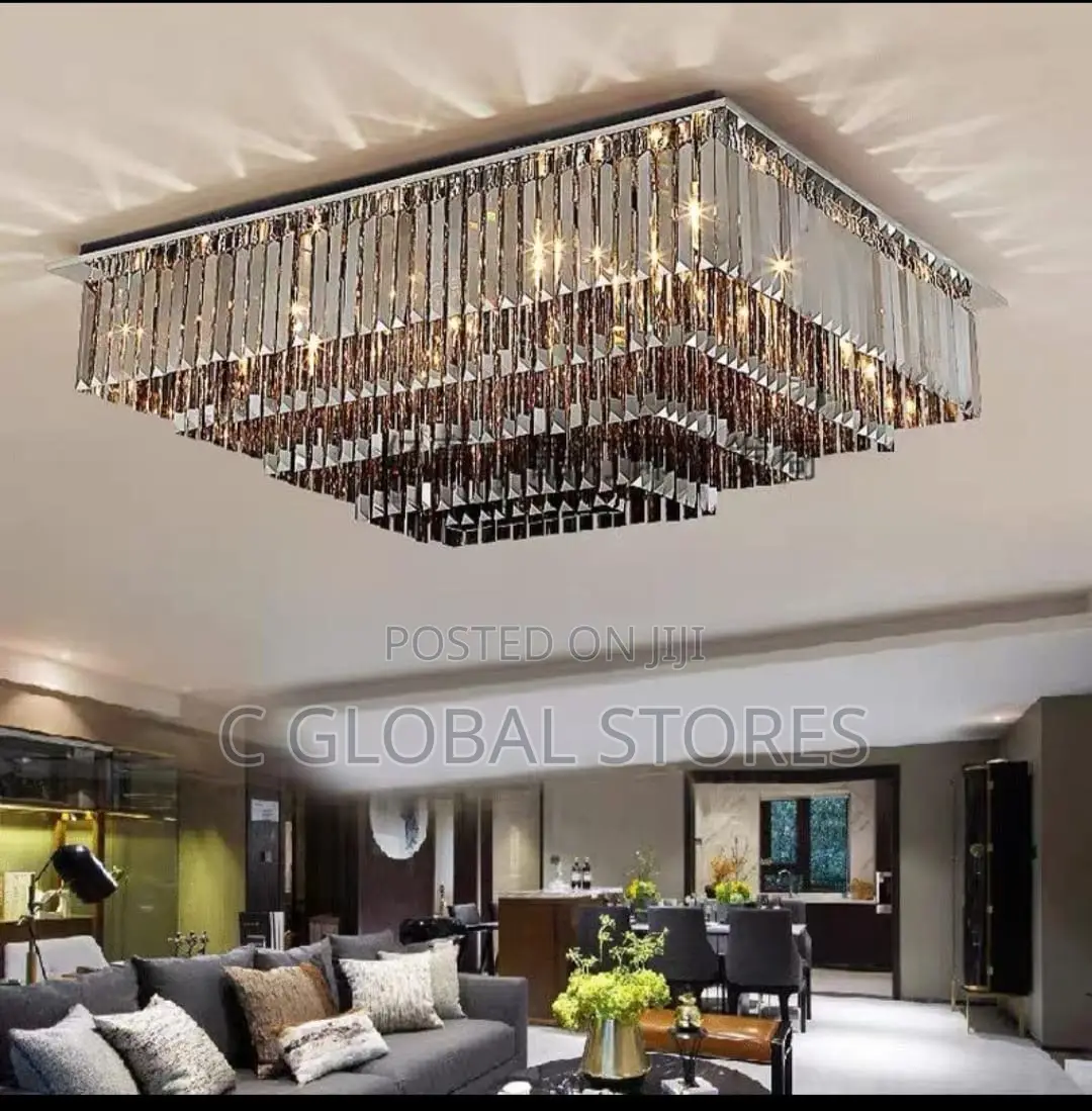 Black Crystal Flush Chandelier
