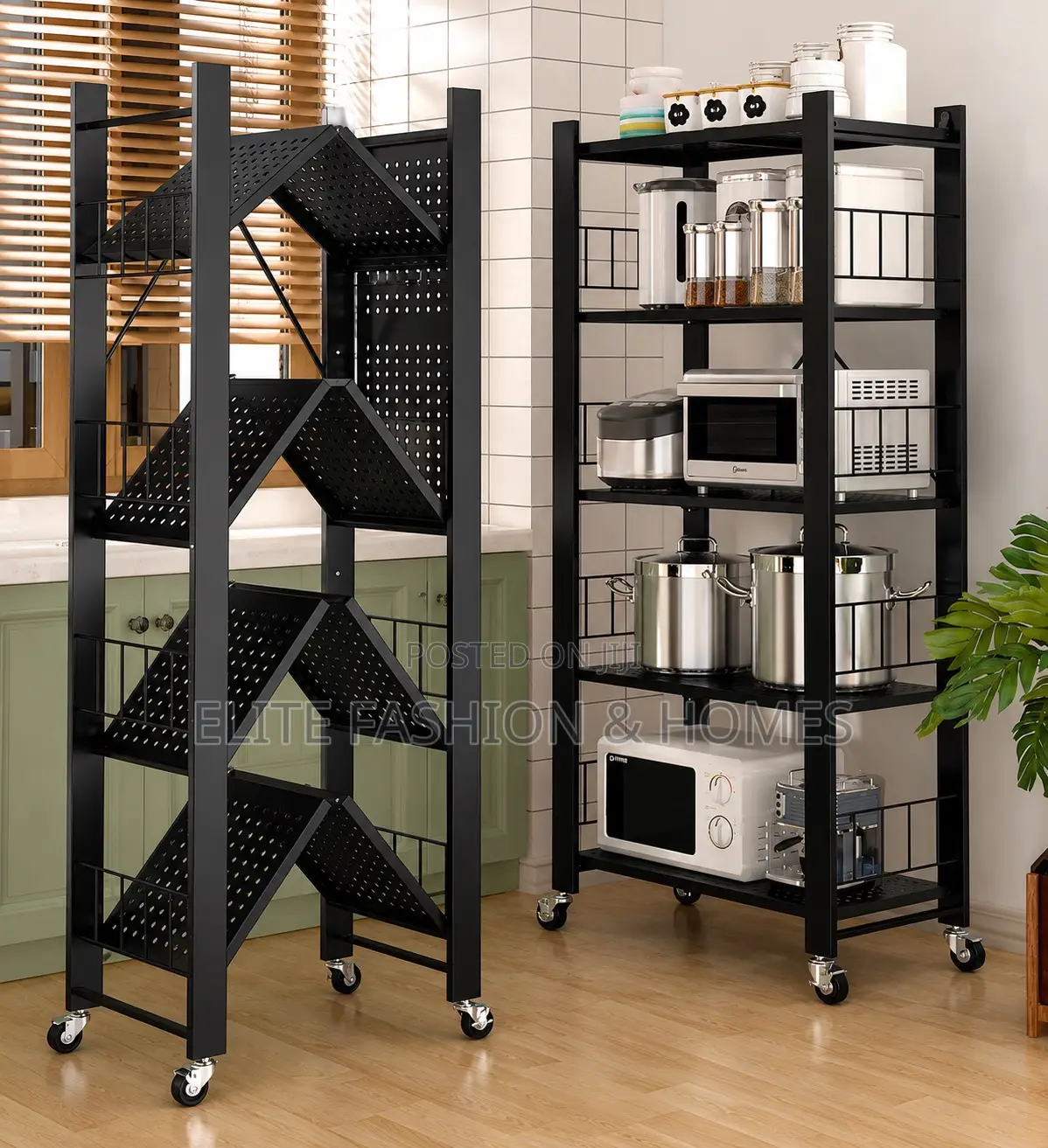 5-Tier Kitchen Storage Rack With Wheels | Multipurpose Rolling Storage
