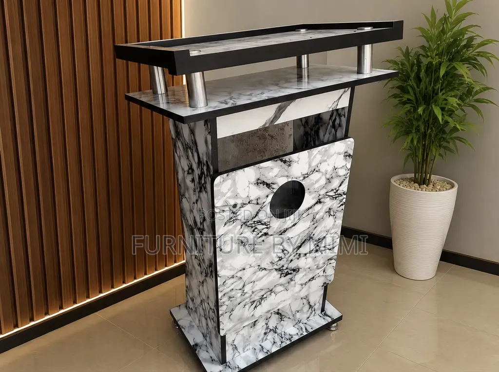 Executive White Gold Modern Church Pulpit - Premium Quality