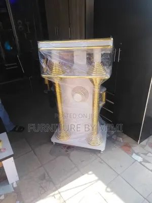 Executive White Gold Modern Church Pulpit - Premium Quality