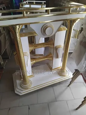 Executive White Gold Modern Church Pulpit - Premium Quality