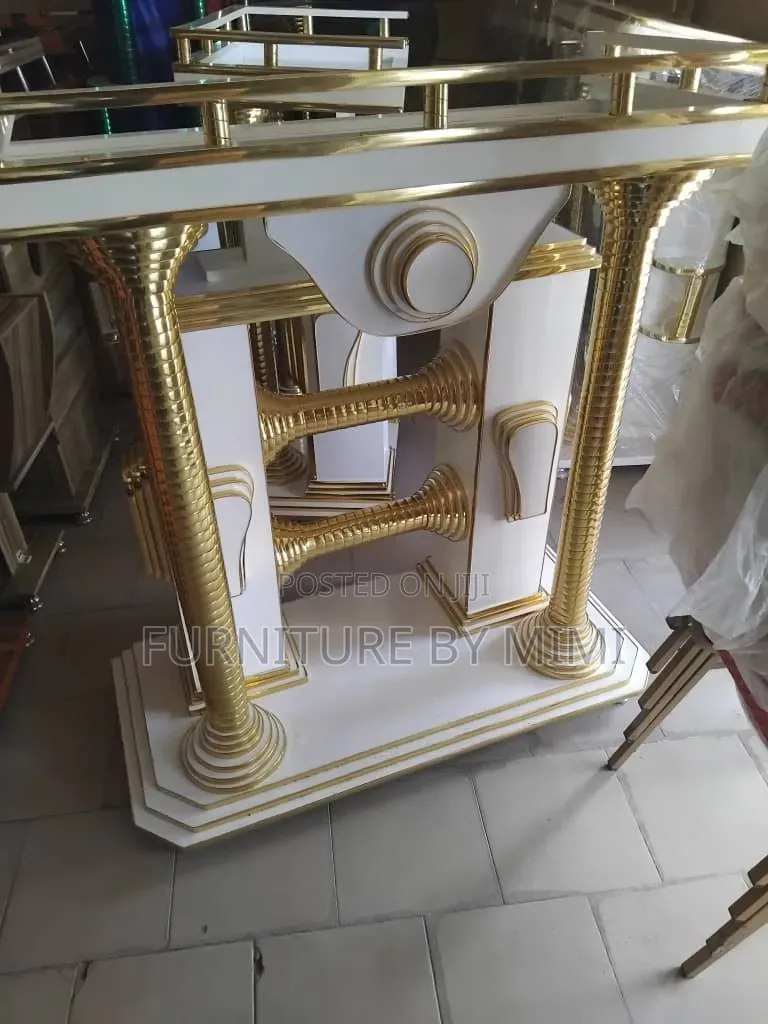 Executive White Gold Modern Church Pulpit - Premium Quality
