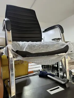 Executive Ribbed Leather Visitor Chair -Brand New Cantilever Sled Base