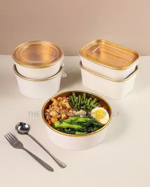 Luxury White Gold Takeaway Food Packs | Disposable Bowl | Kraft Bowl