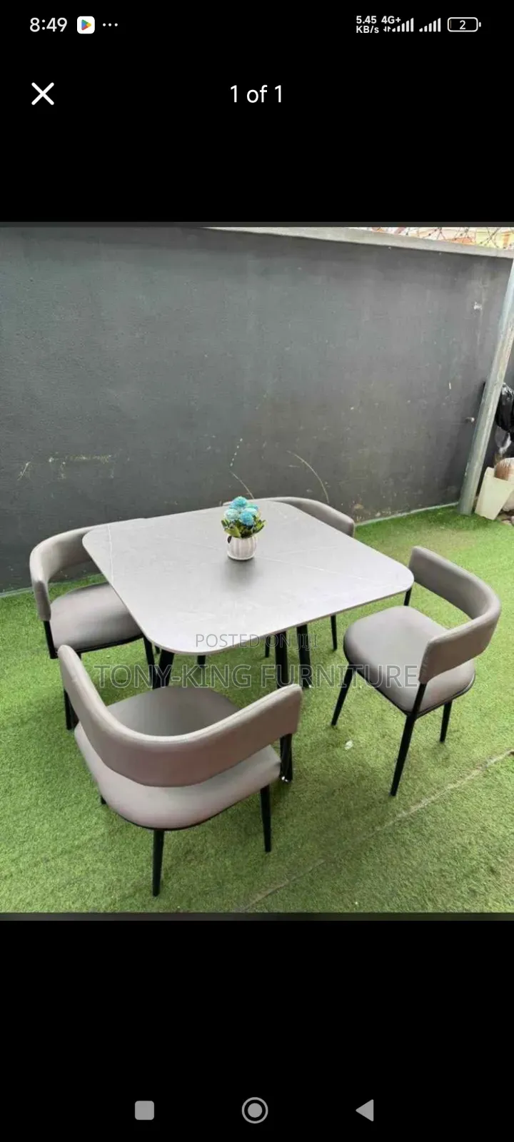 Modern Imported Square Marble Top Dining Table Set