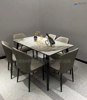 Povic Unique Marble Dinning Table With 6 Chairs
