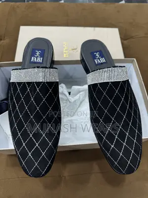 Italian Black Fabi Velvet Half Shoe 40-46