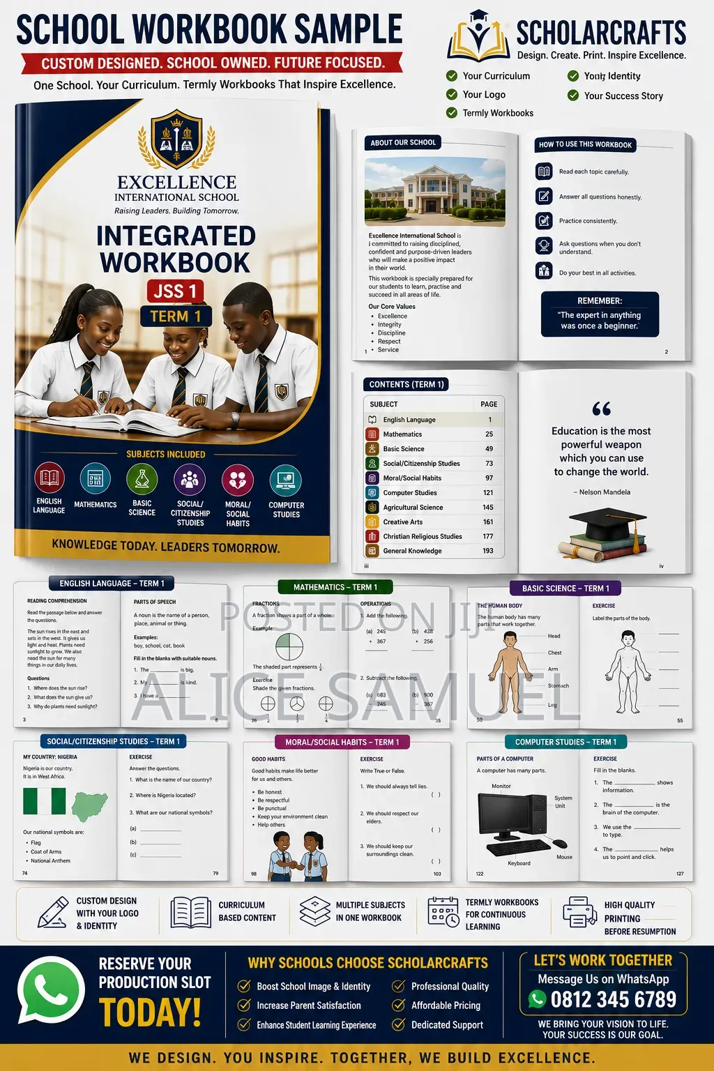 Customized Workbooks According to School Curriculum