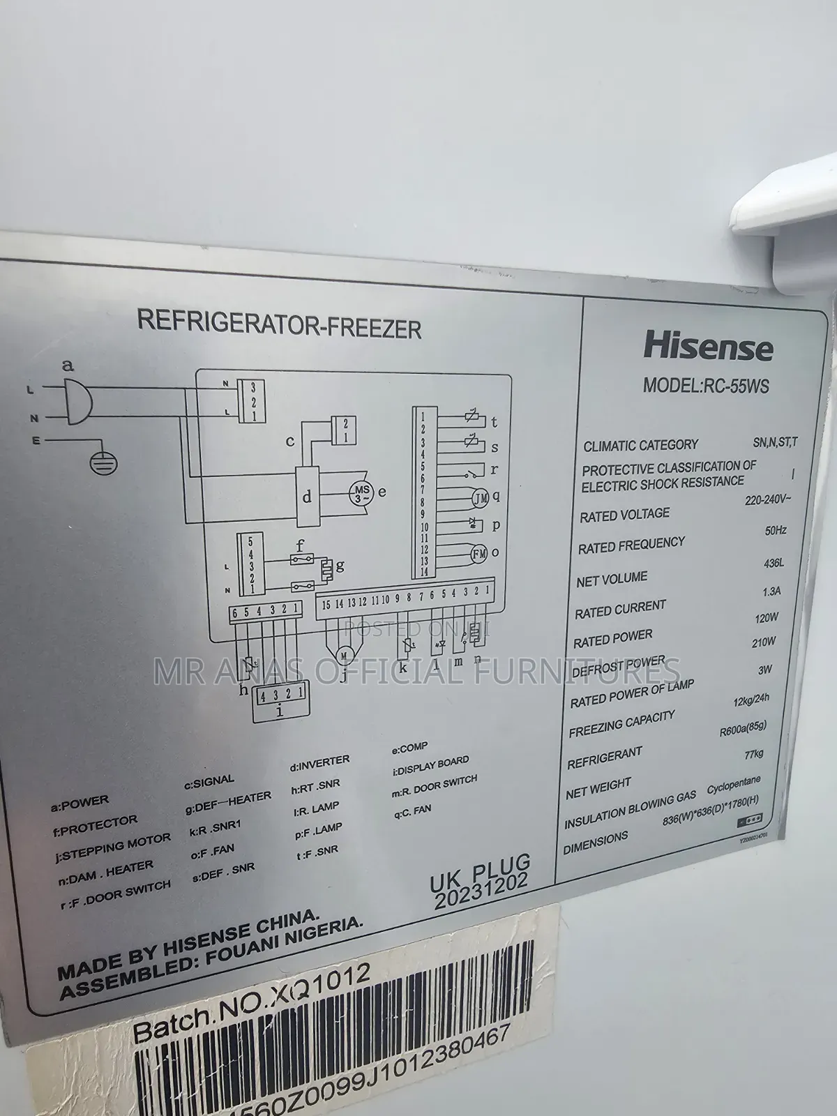 436l Hisense Side by Side Refrigerator