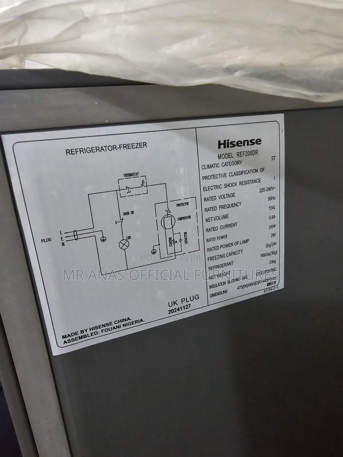 154l Hisense Double Door Fridge