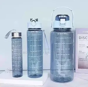 3 in 1 Water Bottle With Straw, Time Marker Carry Handle – Bpa-Free