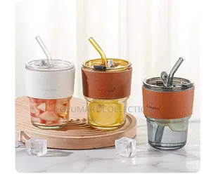 Coffee Glass Cup With Straw Lid Reusable Iced Coffee Tumbler