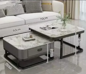Modern Aesthetic Italian Luxury Glass/Marble Center Tables With Drawer