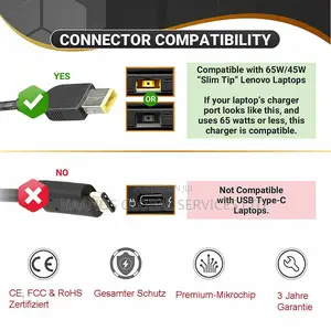 20v 65w 45w Laptop Ac Power Adapter Lenovo Flat Mouth 3.25a