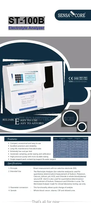 Electrolyte Analyser (Sensa Core St100b)