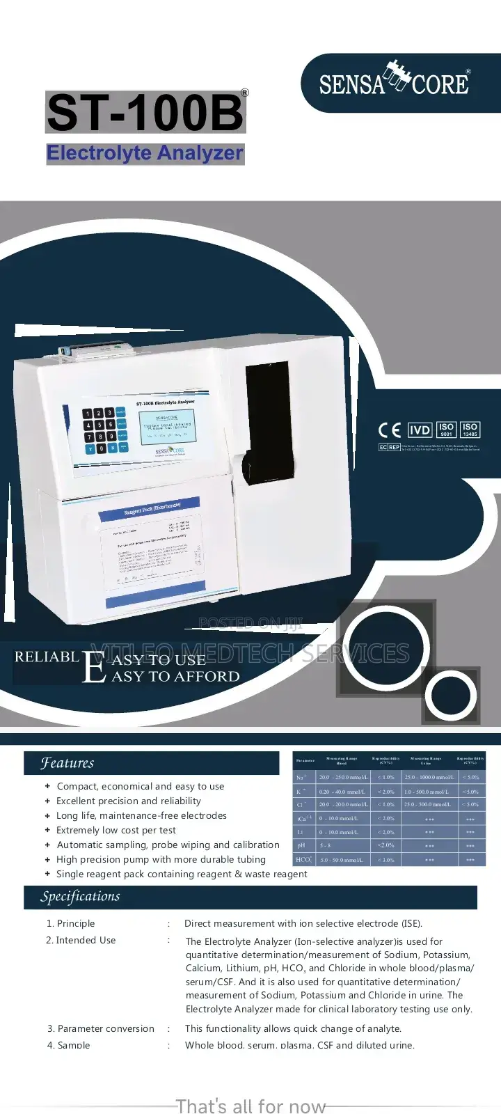 Electrolyte Analyser (Sensa Core St100b)
