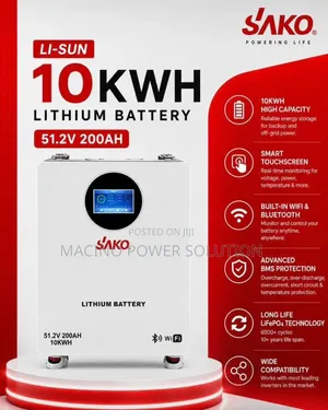 Sako Li-Sun 10kwh 51.2v 200ah Lithium Battery With Touchscreen Wifi