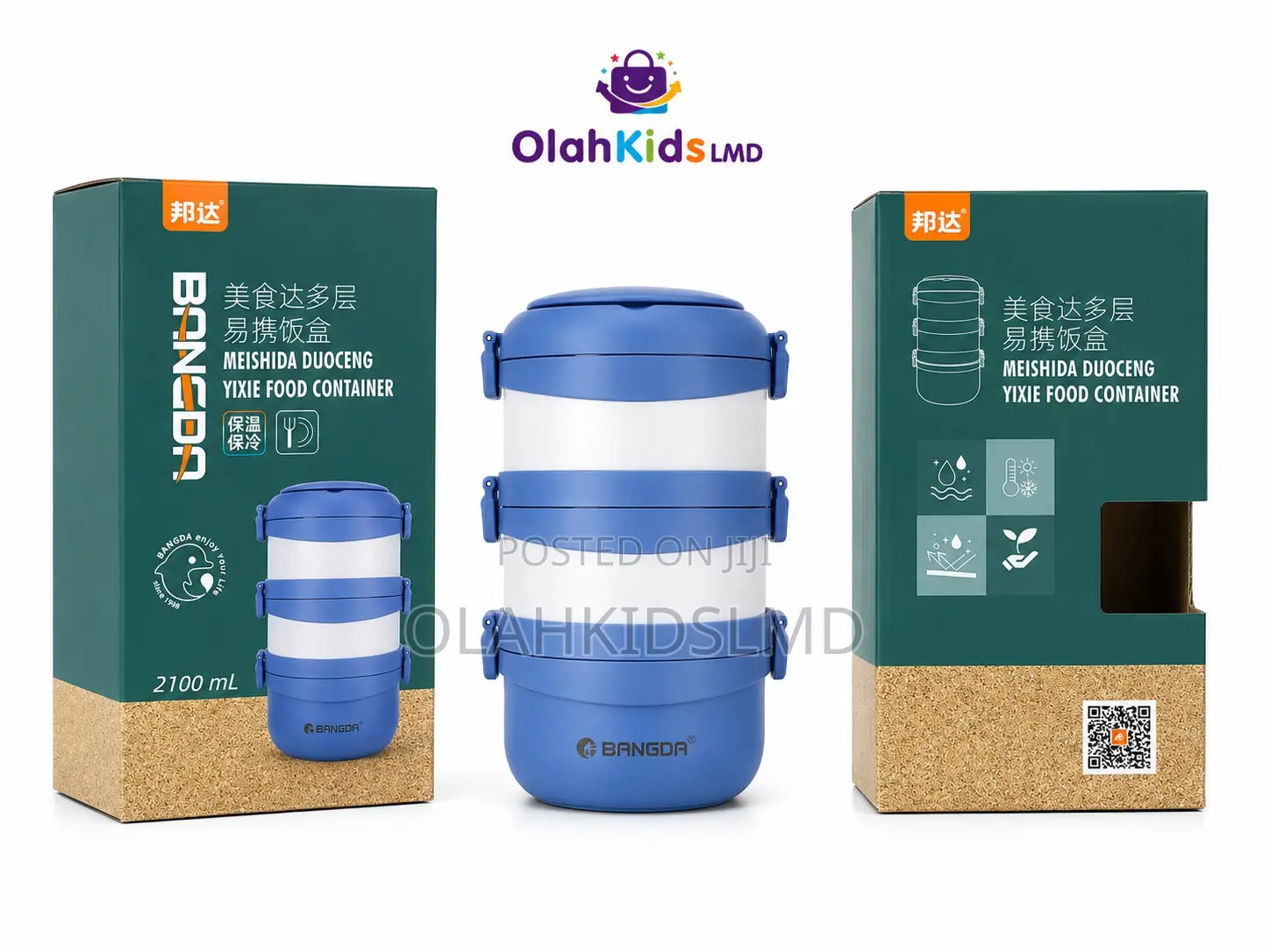 Bangda 3-Layer Stackable Lunch Box – Insulated Food Container, 2100ml