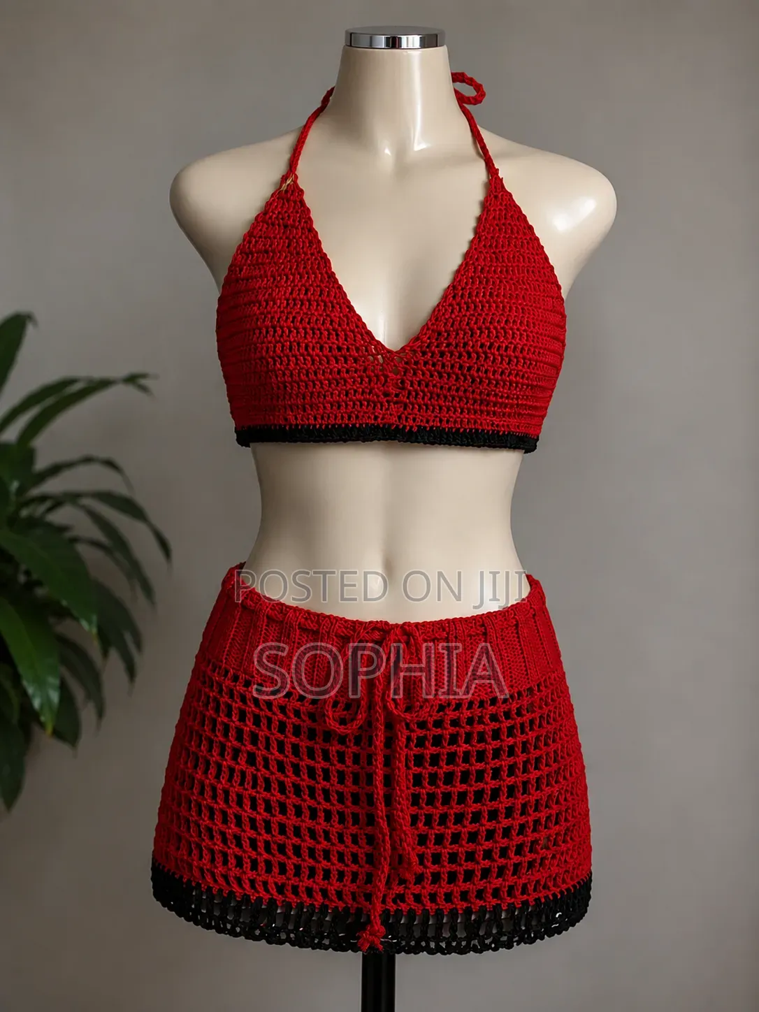 Handmade Crochet Bikini Set With Mesh Skirt