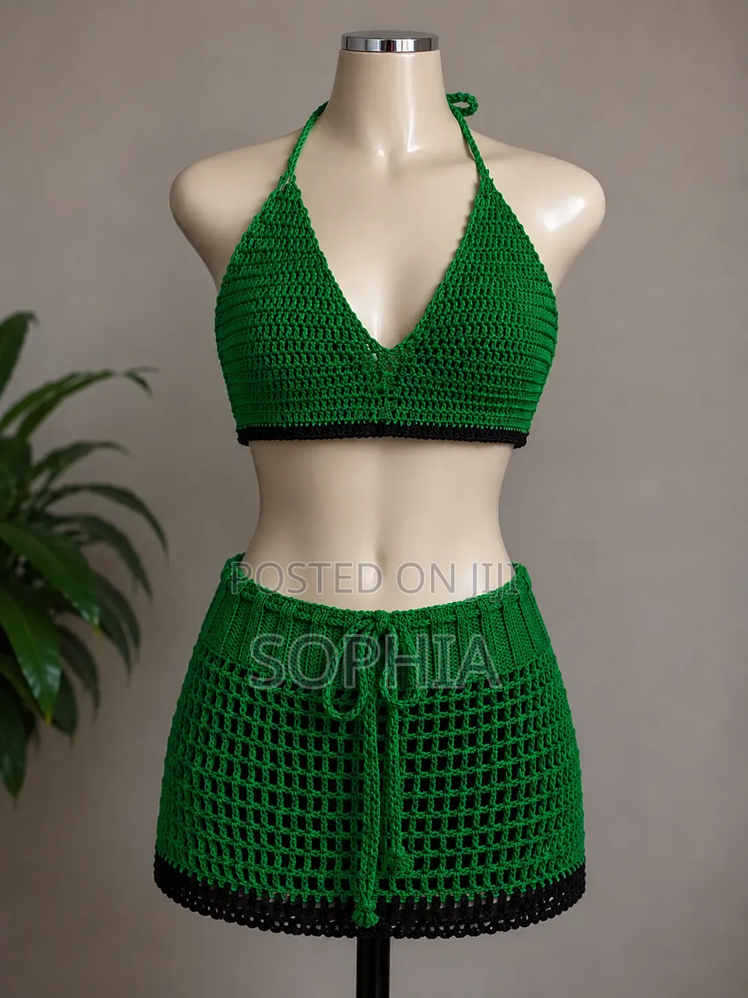 Handmade Crochet Bikini Set With Mesh Skirt
