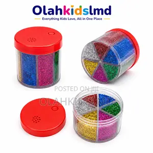 Chunky Glitter Set – 6 Colors in Storage Jar, Kids Craft Supply