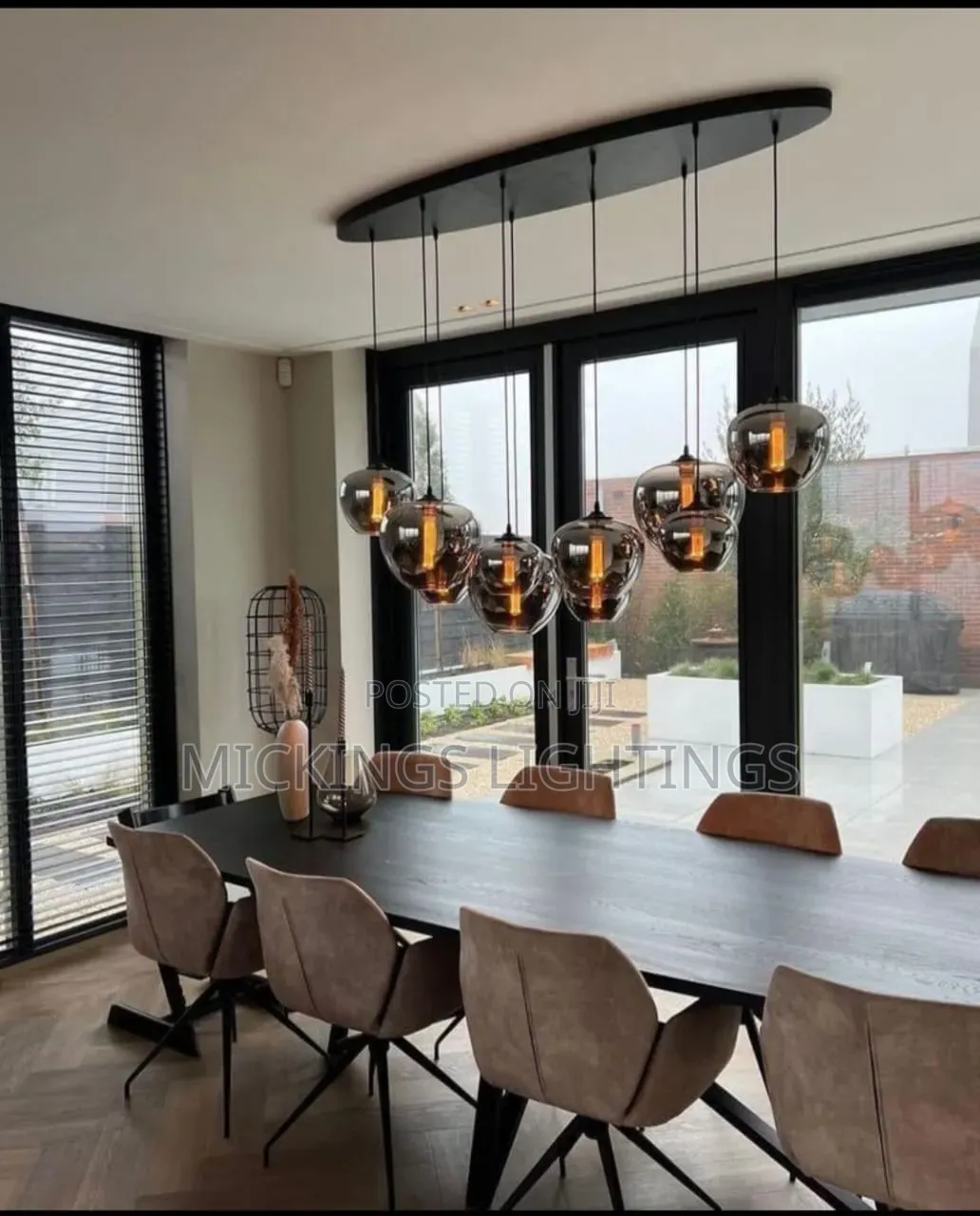 Modern Smoky Gray Glass Chandeliers
