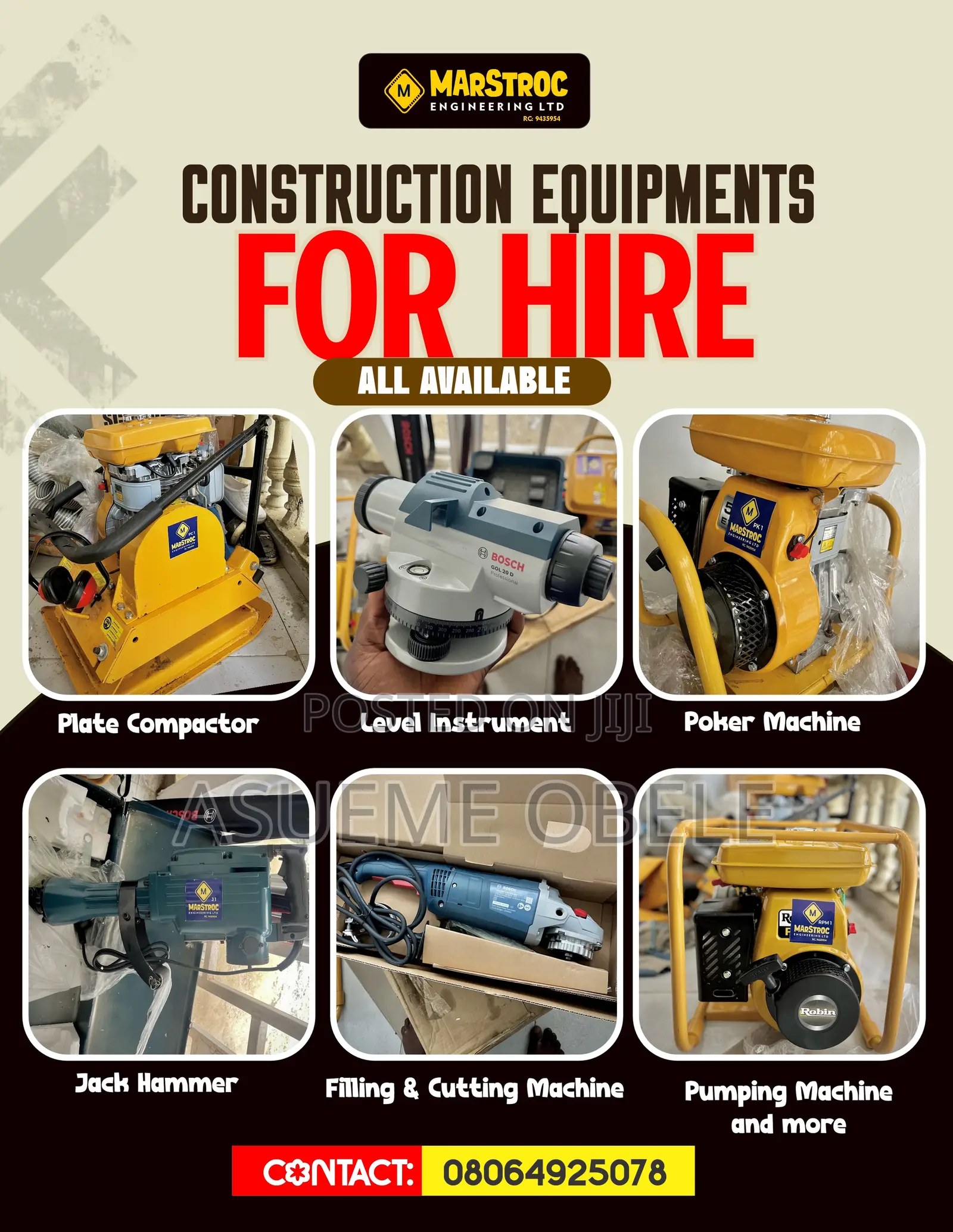 Construction Equipments for Hire