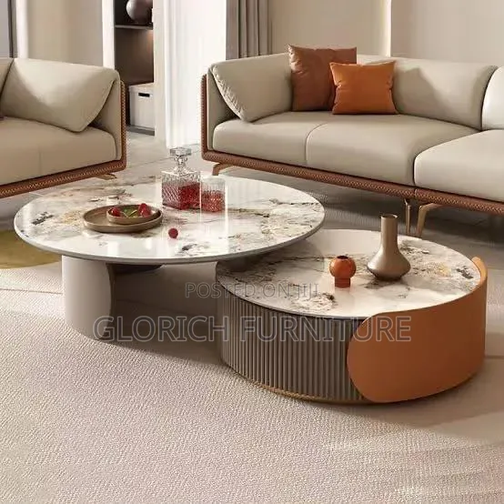 Round Sintered Stone Nesting Coffee Table Set