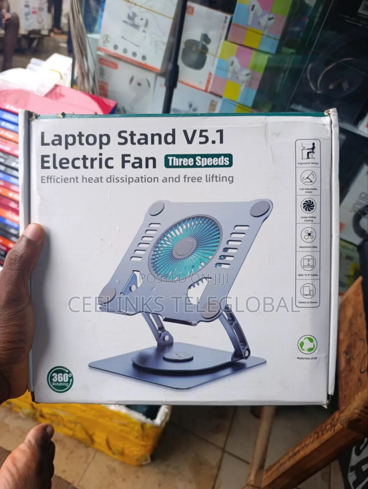 Laptop Stand V5.1 360 Base With Electric Fan
