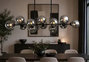 Luxury Nordic 12-Light Smoky Glass Bubble Chandelier