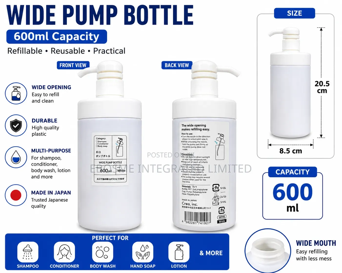 Wide Pump Bottle