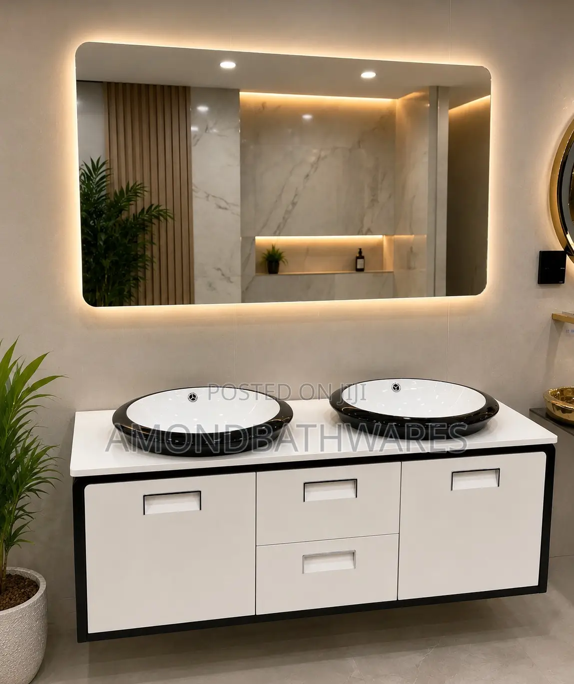 Black White Double Bowl Cabinet 007