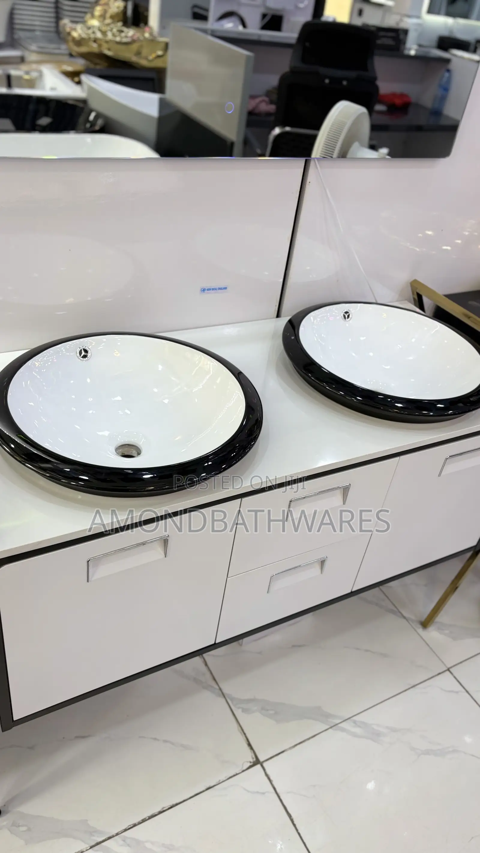 Black White Double Bowl Cabinet 007