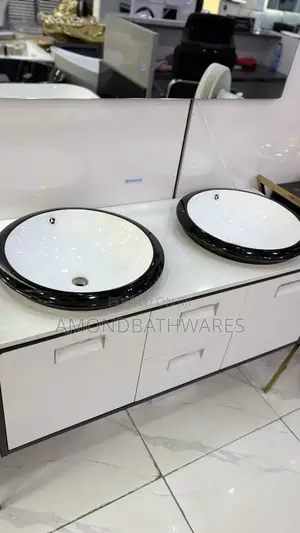 Black White Double Bowl Cabinet 007