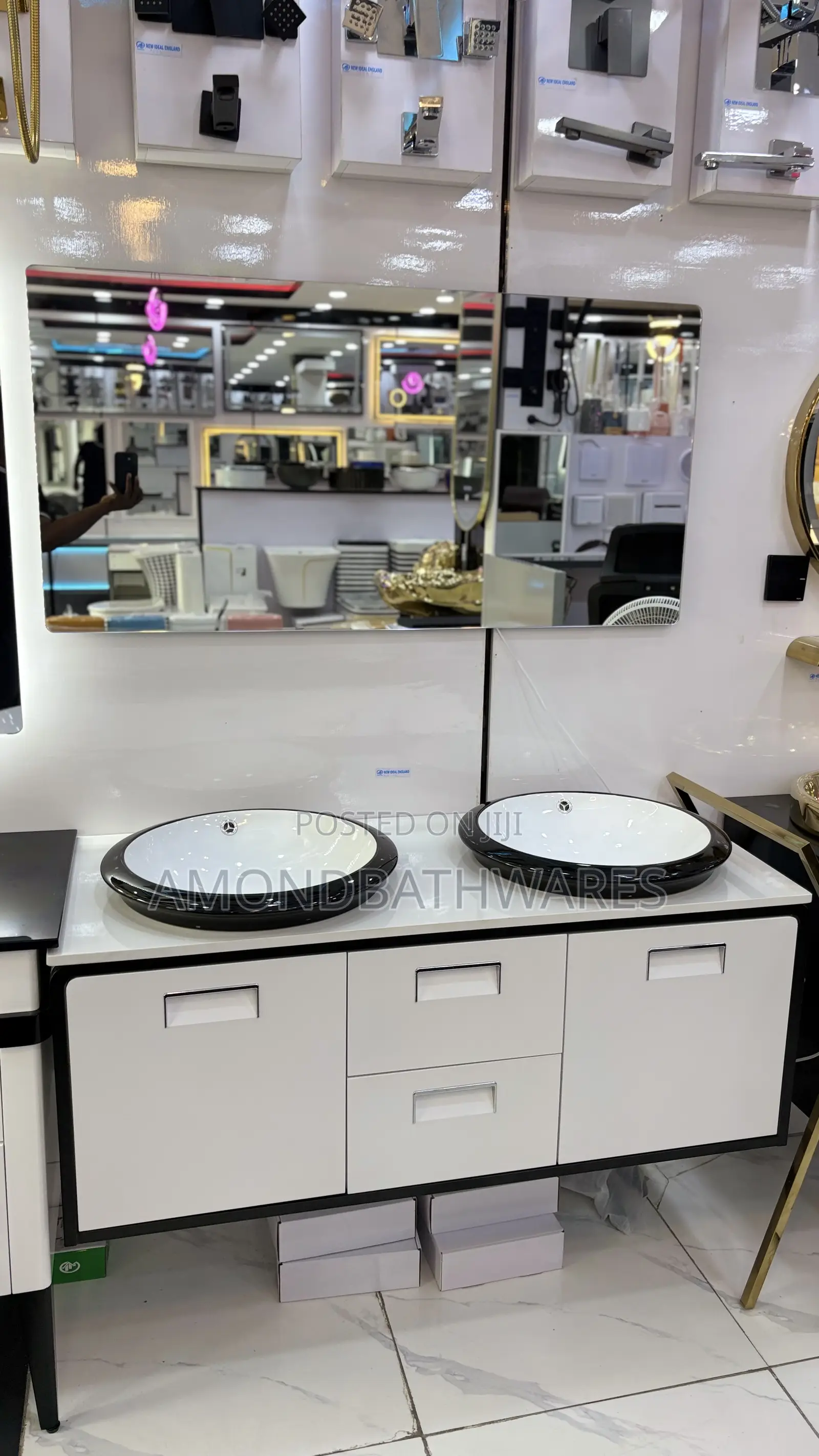 Black White Double Bowl Cabinet 007