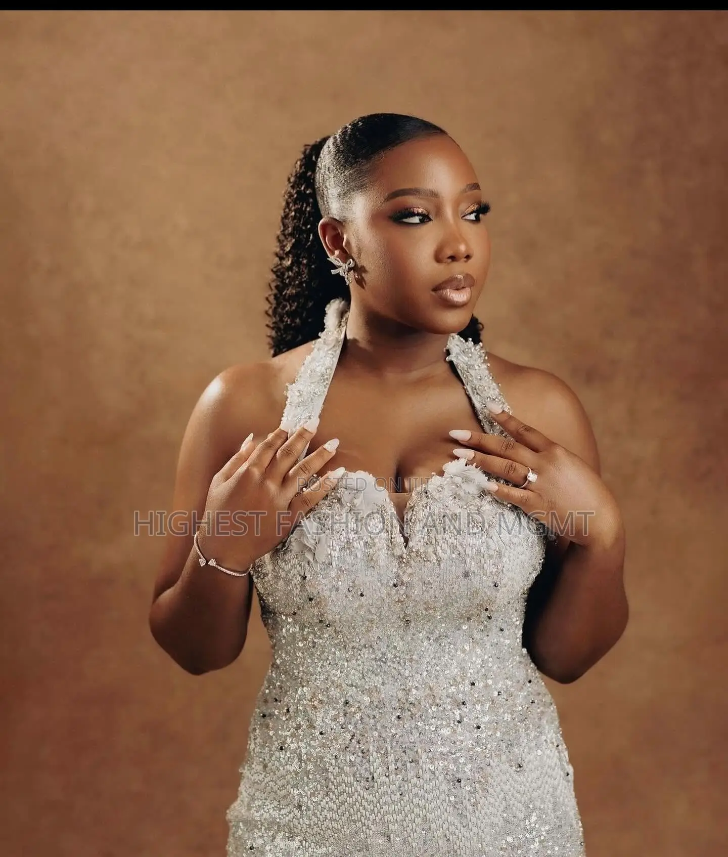 Embellished Silver Starlight Gown Midnight Navy Patterned Agbada