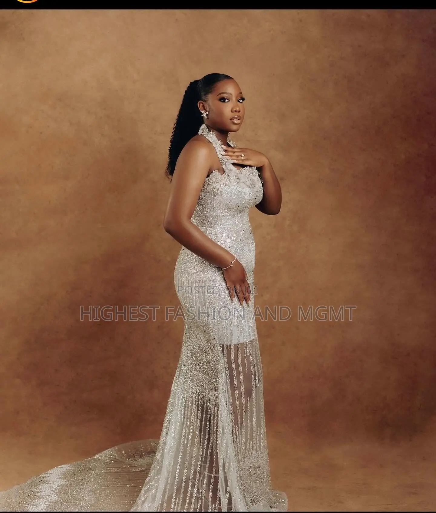 Embellished Silver Starlight Gown Midnight Navy Patterned Agbada