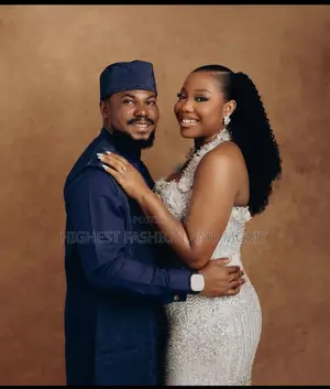Embellished Silver Starlight Gown Midnight Navy Patterned Agbada