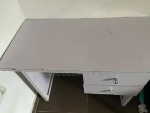 White Office/Study Table With 2 Lockable Drawer