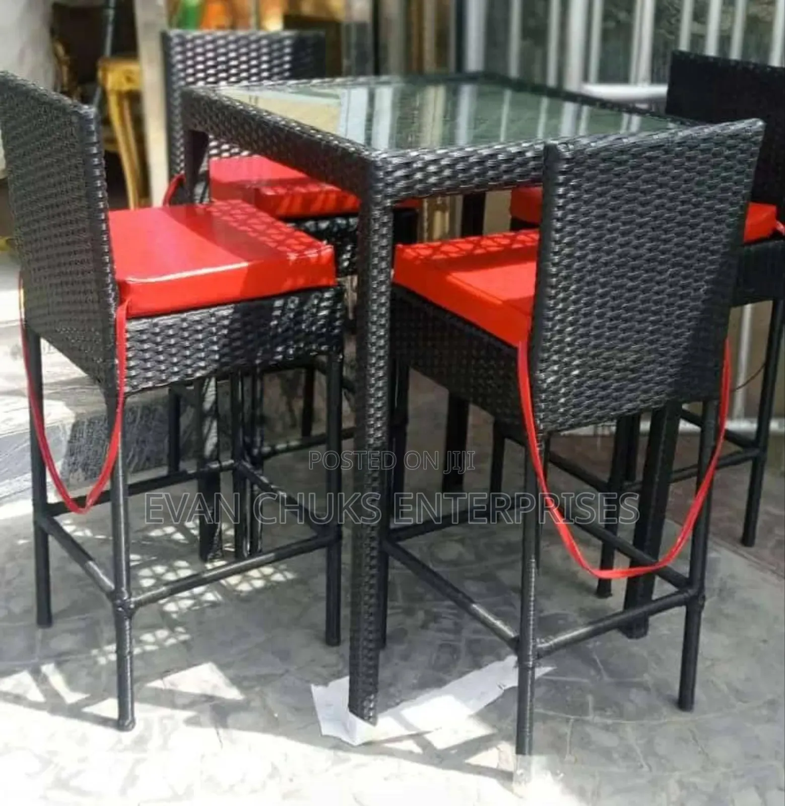 High Rattan Restaurant Chair and Table